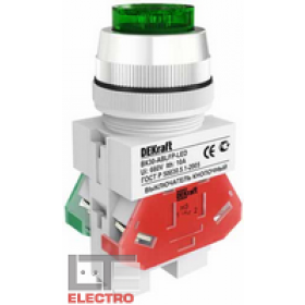 25047DEK Выключатель кнопочный выступающий c индикацией LED 220В(ВK-30-ABLFP-GRN) ЗЕЛЕНЫЙ