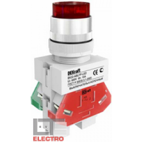 25070DEK Выключатель кнопочный выступающий c индикацией LED 24В(ВK-22-ABLFP-RED-LED-24) КРАСНЫЙ